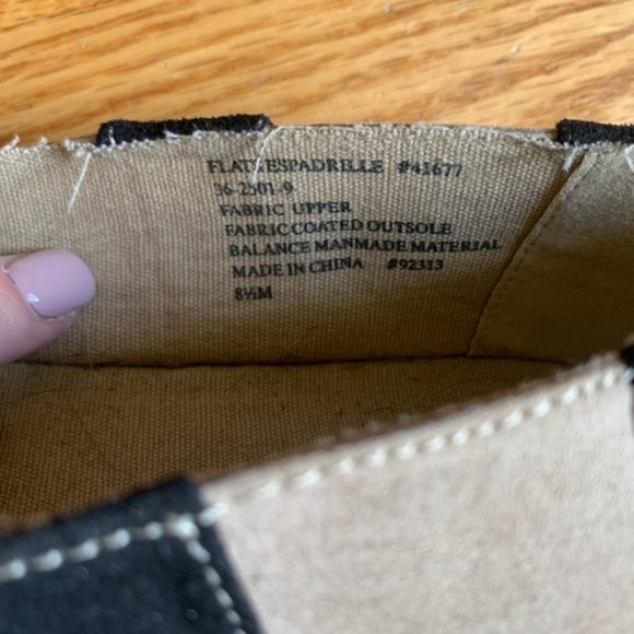 ellos | Black & Tan Canvas Espadrille Flats | Slip-On | Womens 8.5 - Picture 7 of 7